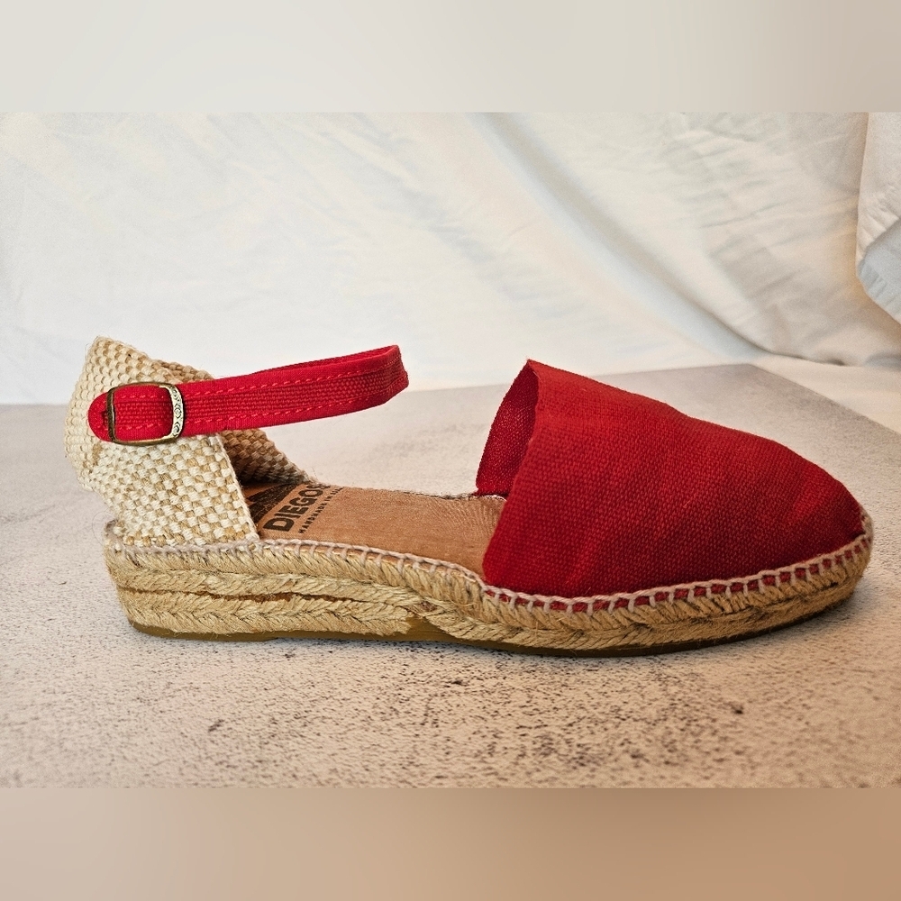 Diegos Classic Spanish Handmade Red Anklestrap Espadrilles for Women Size 37 NWT - Picture 10 of 15